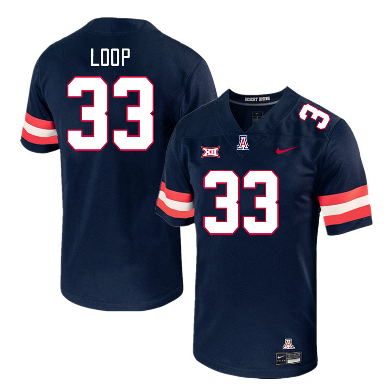 Men #33 Tyler Loop Arizona Wildcats Big 12 Conference College Football Jerseys Stitched-Navy